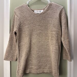 Preswick & Moore Petite Knit Sweater – Neutral Tan – 3/4 Sleeve – PL